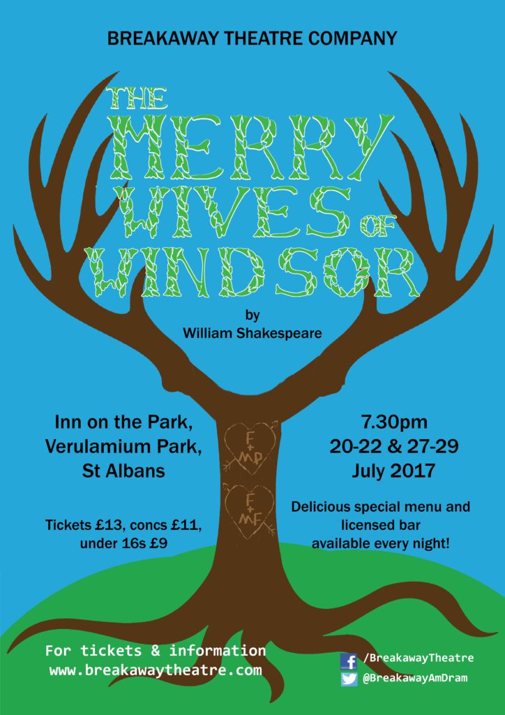 Leaflet for Breakaway Theatre Company's production of Merry Wives of Windsor