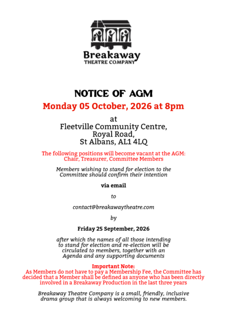 Poster showing details of the Beakaway AGM on 05 October 2026